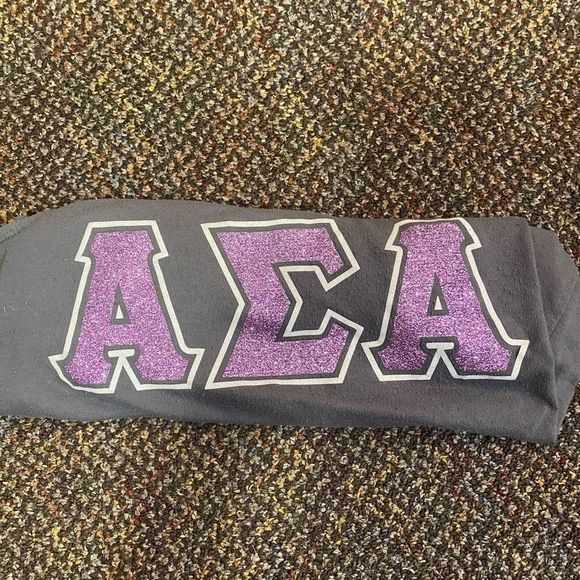 Tops - Alpha Sigma Alpha glitter letters grey tank top ASA shirt